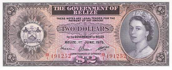 Belize 2 Dollar p34b 1975